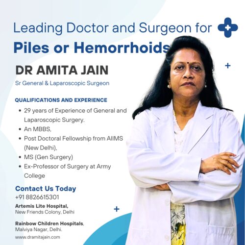 Laparoscopic Surgeon Dr Amita Jain best piles surgeon in Delhi Dr Amita Jain